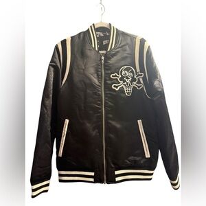 Billionaire Boys Club streetwear black satin bomber jacket Mens Size Small.